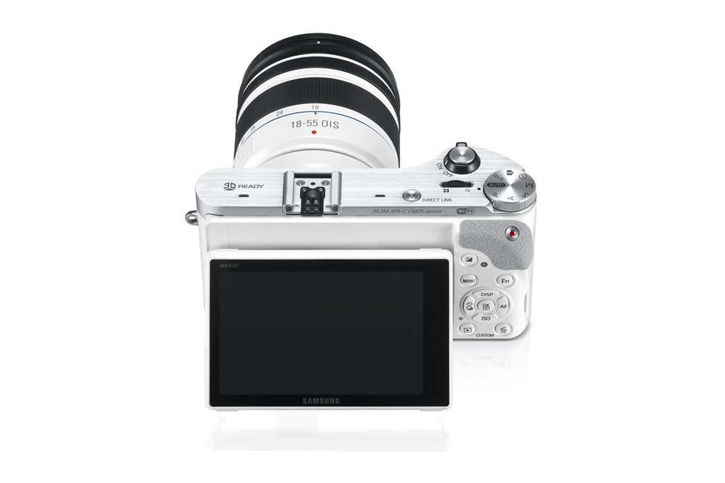 Samsung NX300 - Rear View With Tilting AMOLED Display - White