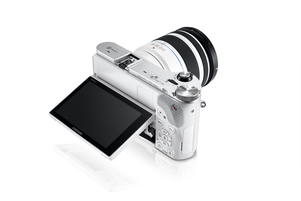 Samsung NX300 Mirrorless Camera - Top View With Tilting AMOLED Display