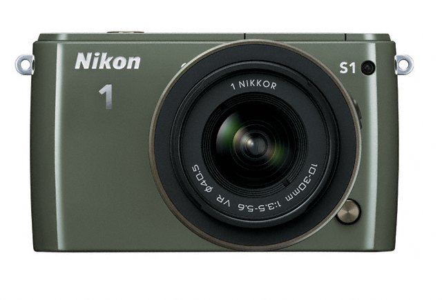 Nikon 1 S1 Mirrorless Camera - Front - Khaki