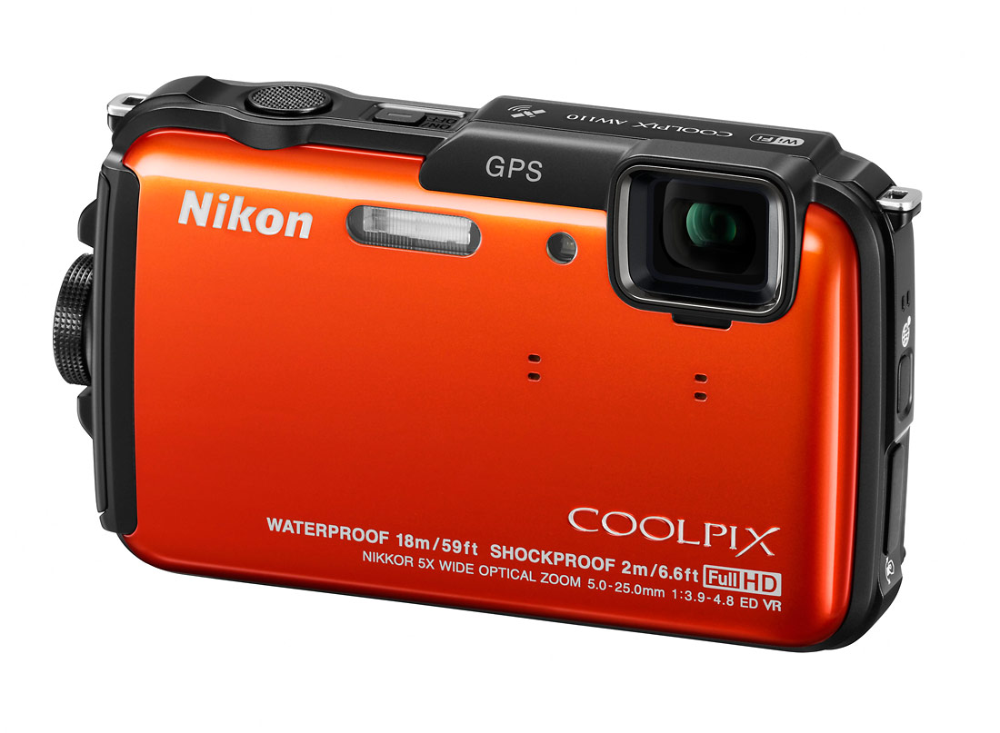 Nikon Coolpix AW110 Rugged Point-and-Shoot - Left - Orange