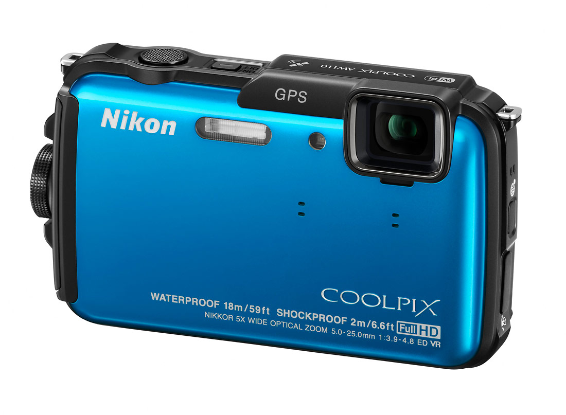 Nikon Coolpix AW110 Rugged Point-and-Shoot - Left - Blue