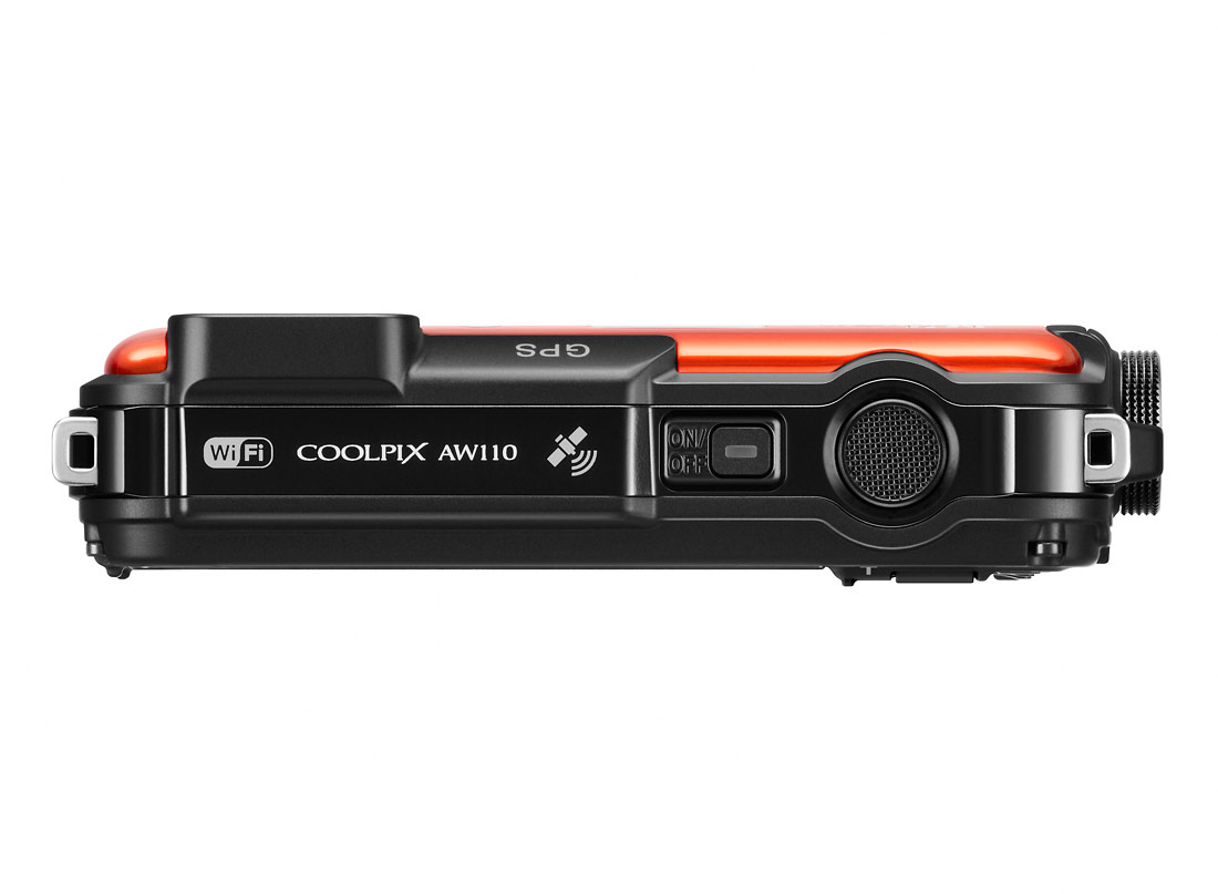 Nikon Coolpix AW110 Rugged Point-and-Shoot - Top - Orange