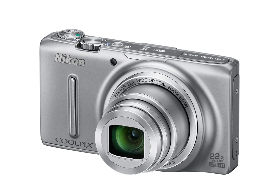 Nikon Coolpix S9500 Pocket Superzoom - Left Angle View - Silver