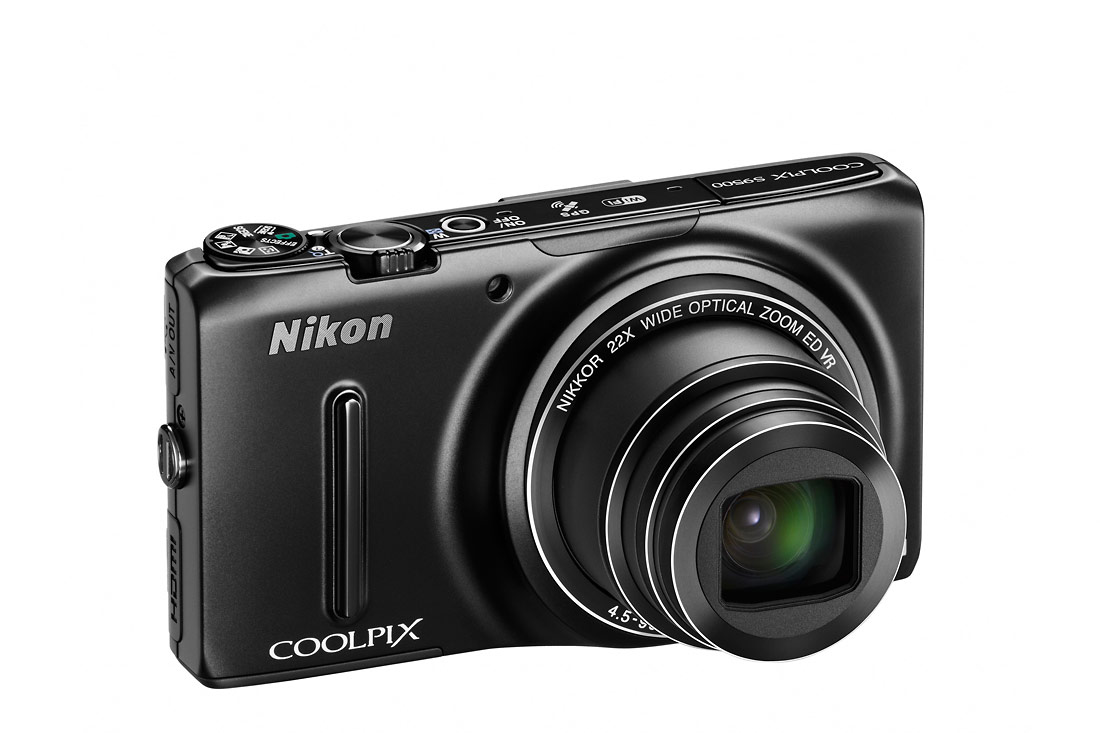 Nikon Coolpix S9500 Pocket Superzoom - Right Angle View - Black