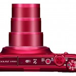 Nikon Coolpix S9500 - Top View With 22x Zoom Lens - Red