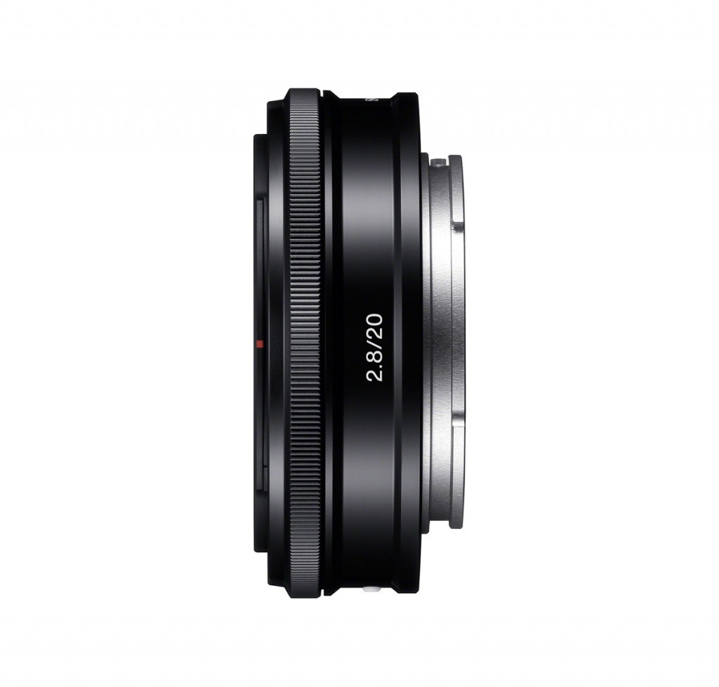 Sony 20mm f/2.8 E-mount Pancake Lens - Side View