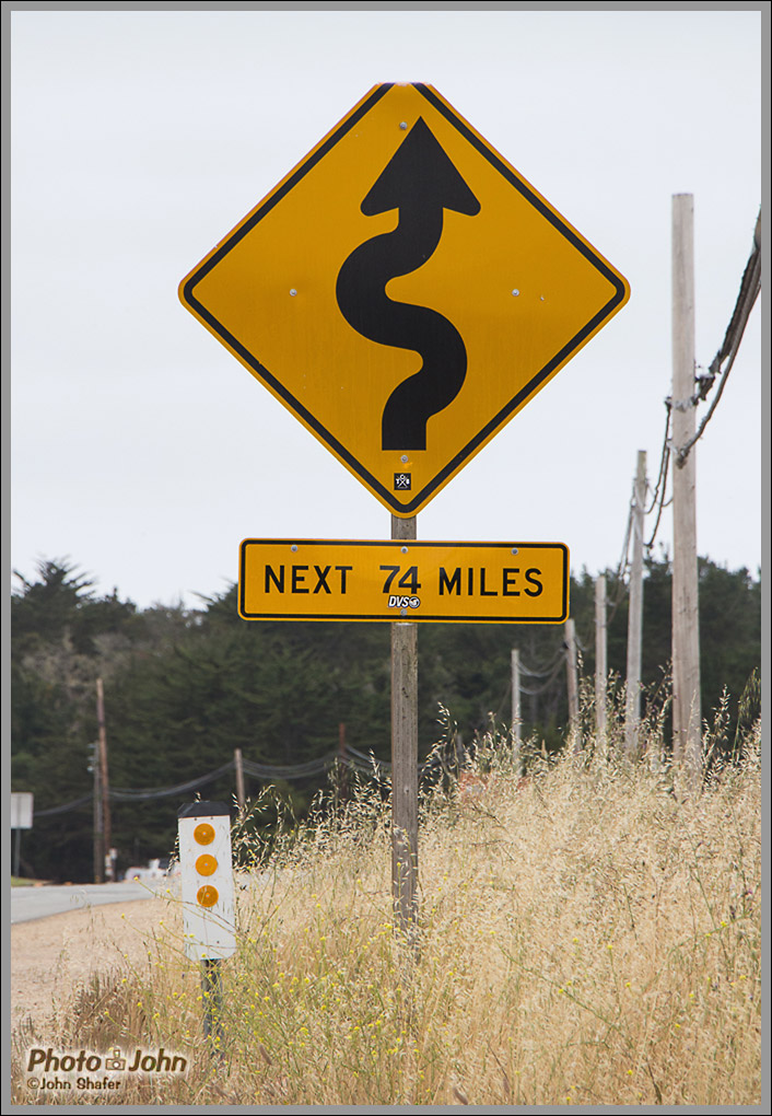 Curvy Road Sign - Big Sur, California