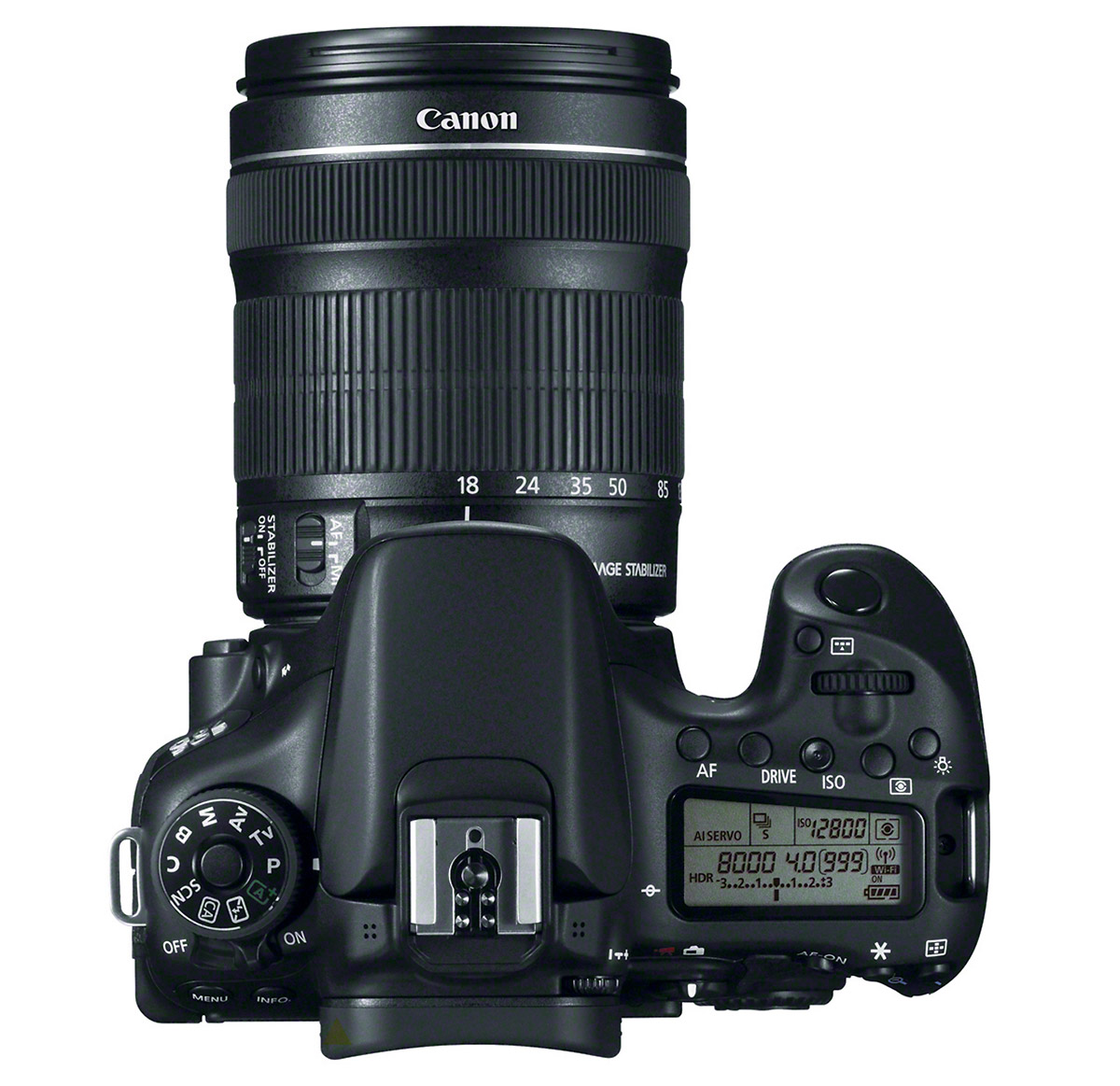 Canon EOS 70D - Top View With 18-135mm IS STM Zoom Lens