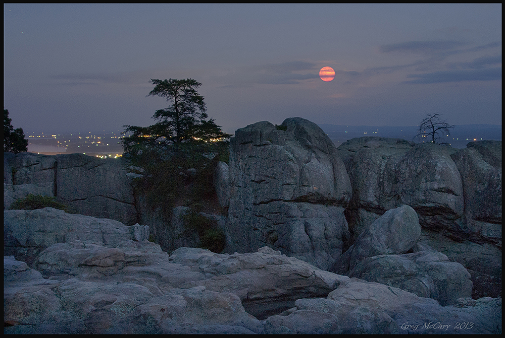 Supermoon Over Cherokee Rock Village by Greg McCary