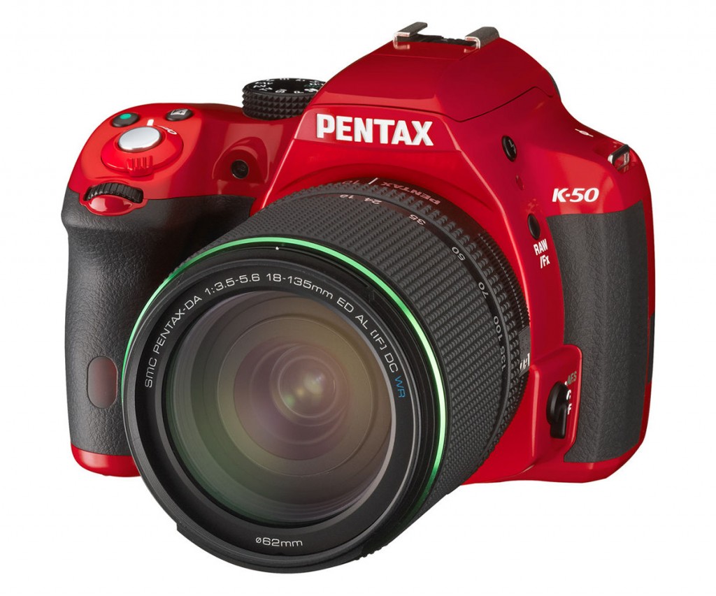 Pentax K-50 DSLR - Red - Angle