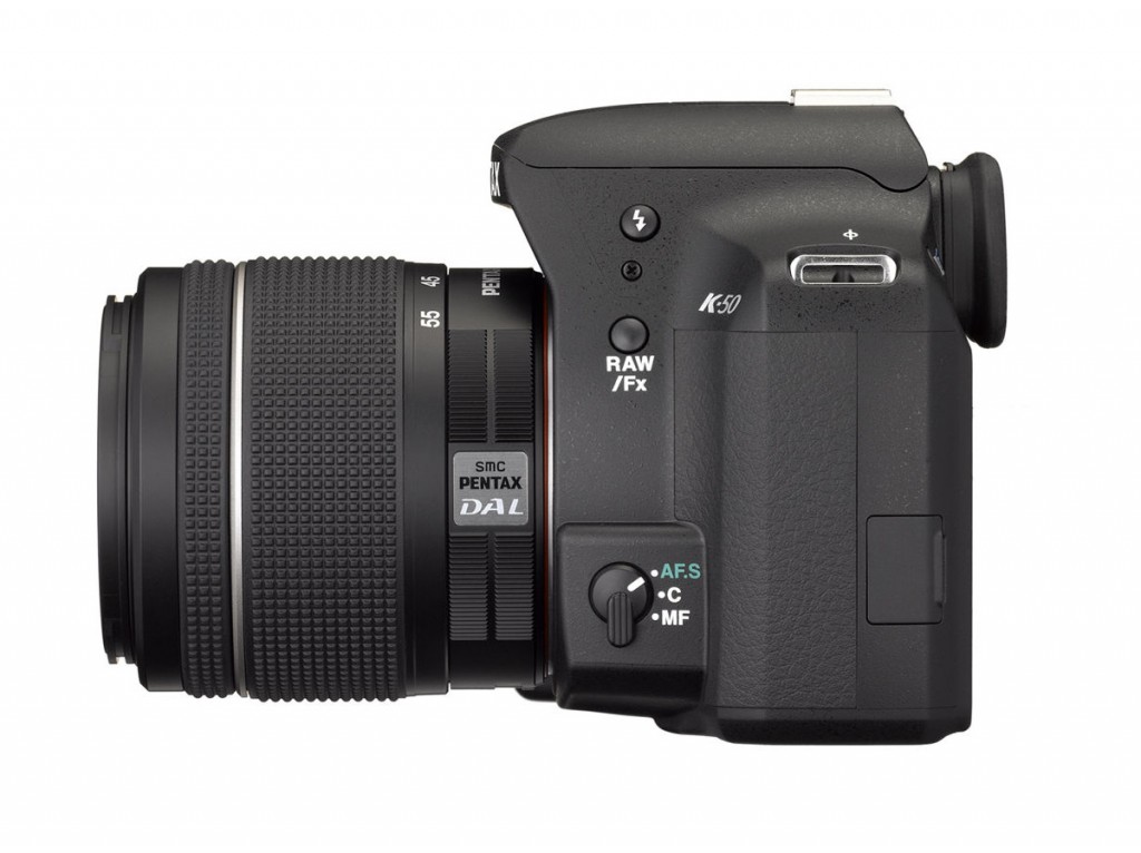 Pentax K-50 DSLR - Side View With 18-55mm Kit Lens