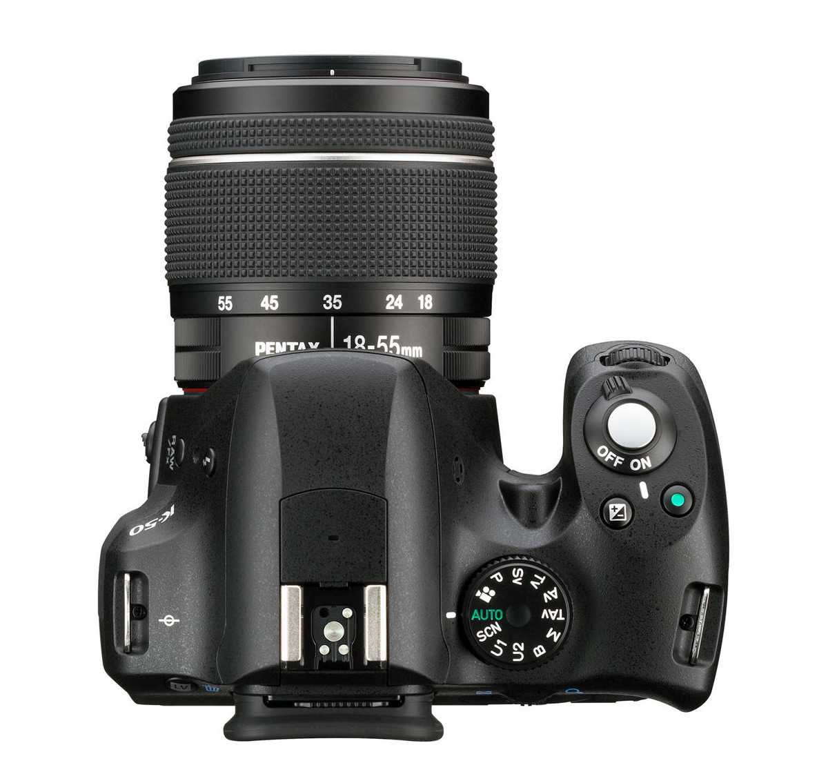 Pentax K-50 DSLR - Top View With 18-55mm Kit Lens