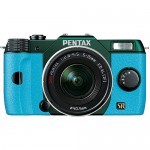 Blue & Metallic Green Pentax Q7 Mirrorless Camera