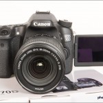 Canon EOS 70D - Front with LCD Display In Self-Portrait Position