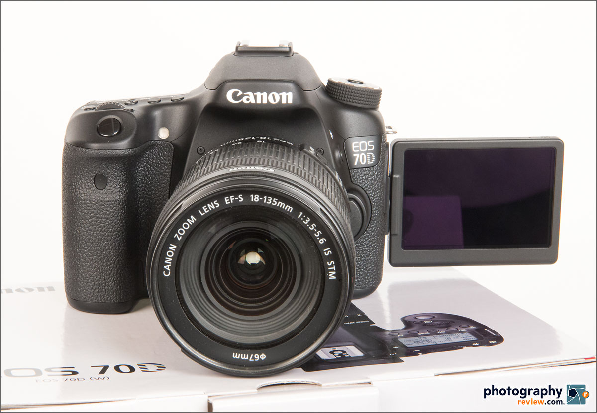 Canon EOS 70D - Front with LCD Display In Self-Portrait Position