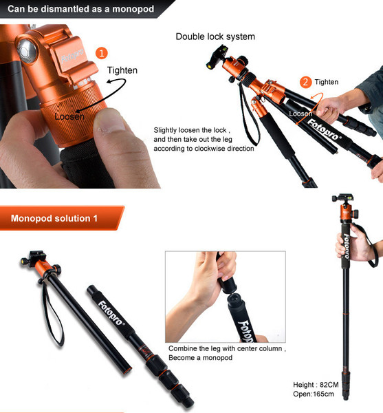 The Fotopro C5i Tripod Converts To A Monopod