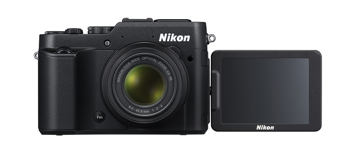 Nikon Coolpix P7800 - Front View With 3-Inch Tilt-Swivel LCD Display