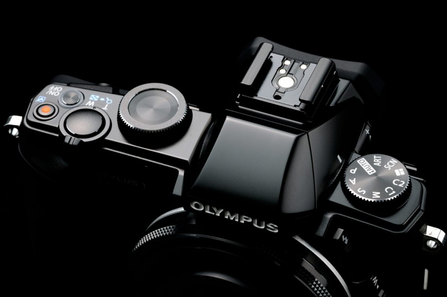 Olympus Stylus 1 - Top View With Flash Hot Shoe, Mode Dial & Control Dial