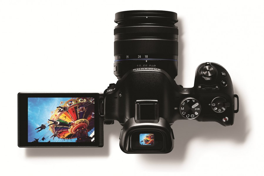Samsung NX30 - Top View With Articulated LCD & Tilting EVF