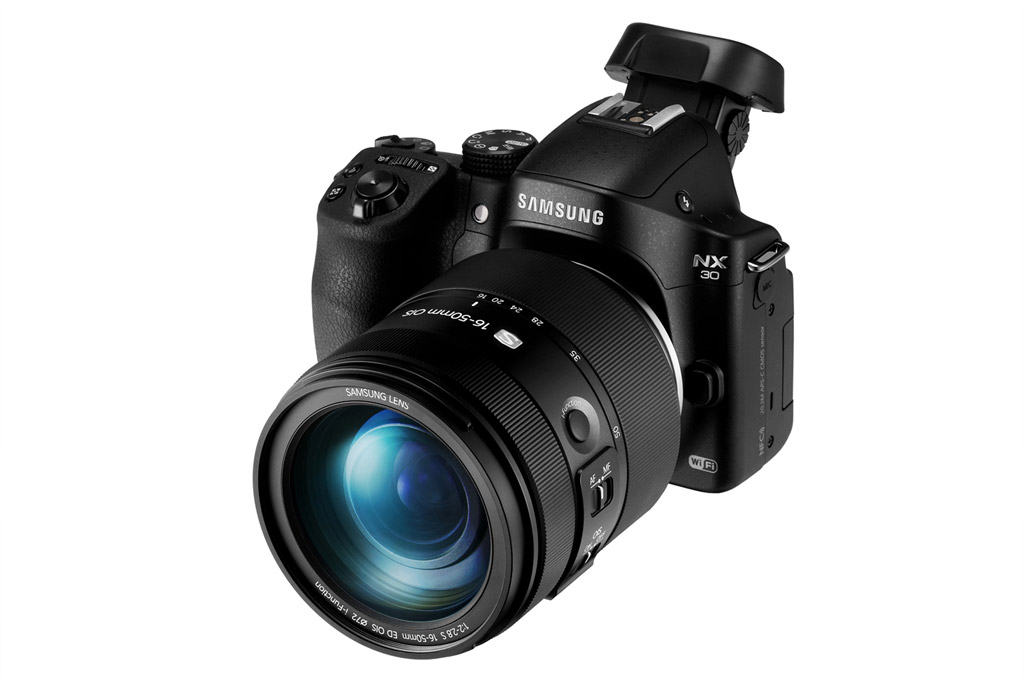 Samsung NX30 - Angle View With Tilting Electronic Viewfinder