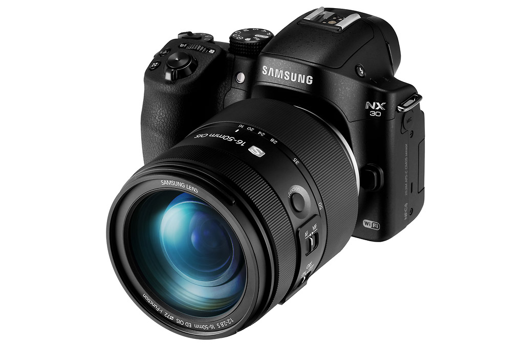 Samsung NX30 - Front Left With 16-50mm f/2-2.8 Zoom Lens
